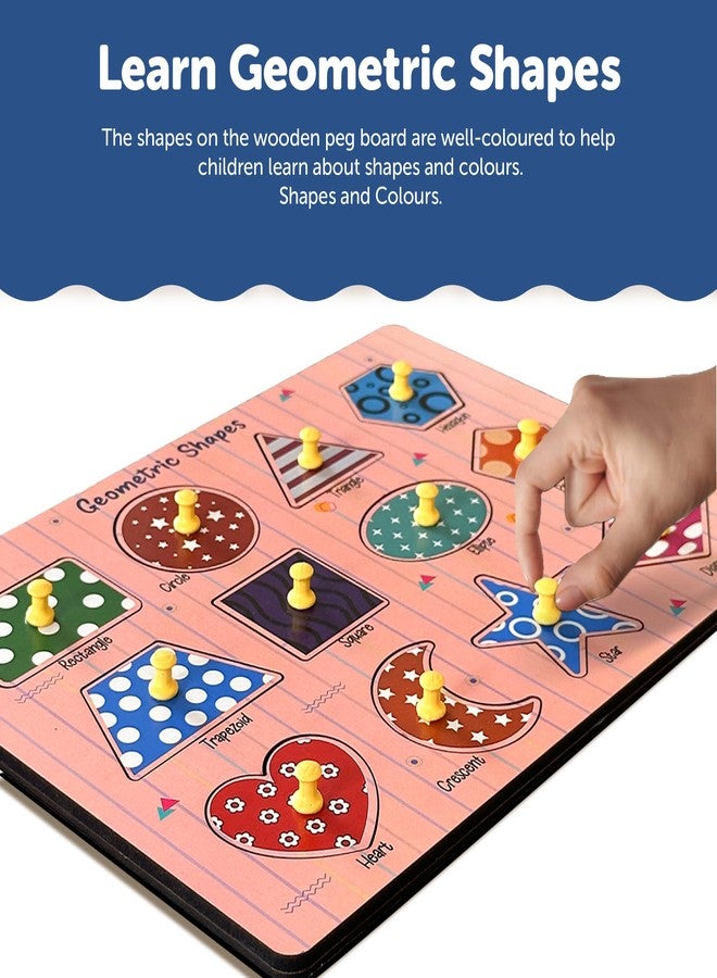 YaYplay Yay Play Wooden Shape Puzzle - Educational Geometric Pegboard & Knob Puzzle for Kids Toys for 2-5 Years Boy, Learning Aid Shape Sorter for Toys for 2+ Year Old Boy, Durable & Vivid Print - Image 4